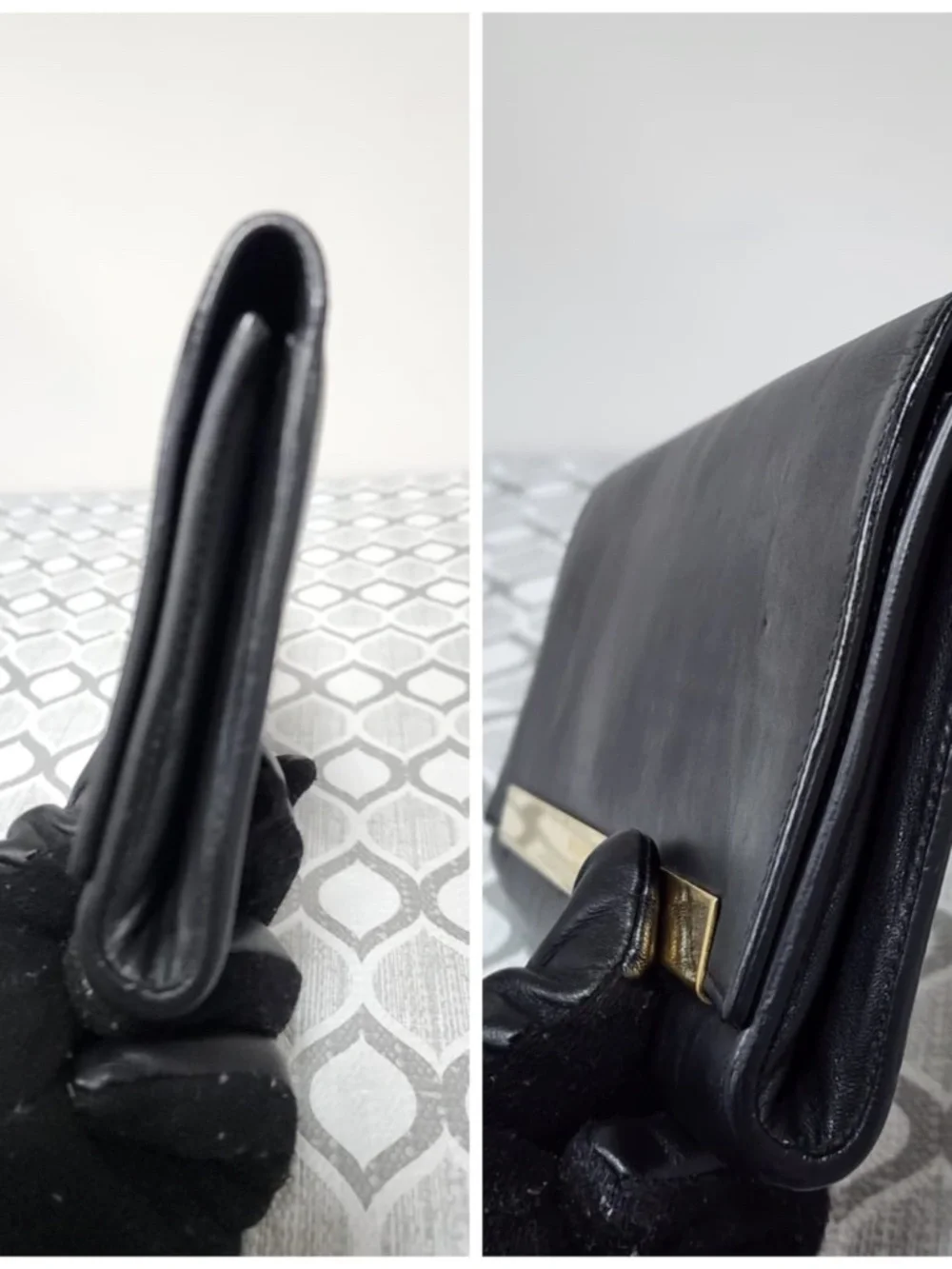 Authentic YVES SAINT LAURENT Smooth Calfskin Leather Lutetia Flap Clutch Bag Bla - Picture 7 of 12